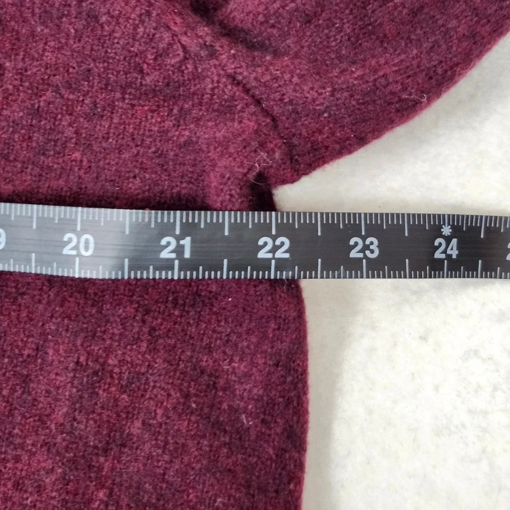 Polo Ralph Lauren 100% Lambswool Sweater Burgundy V Neck Green Pony Knit XL